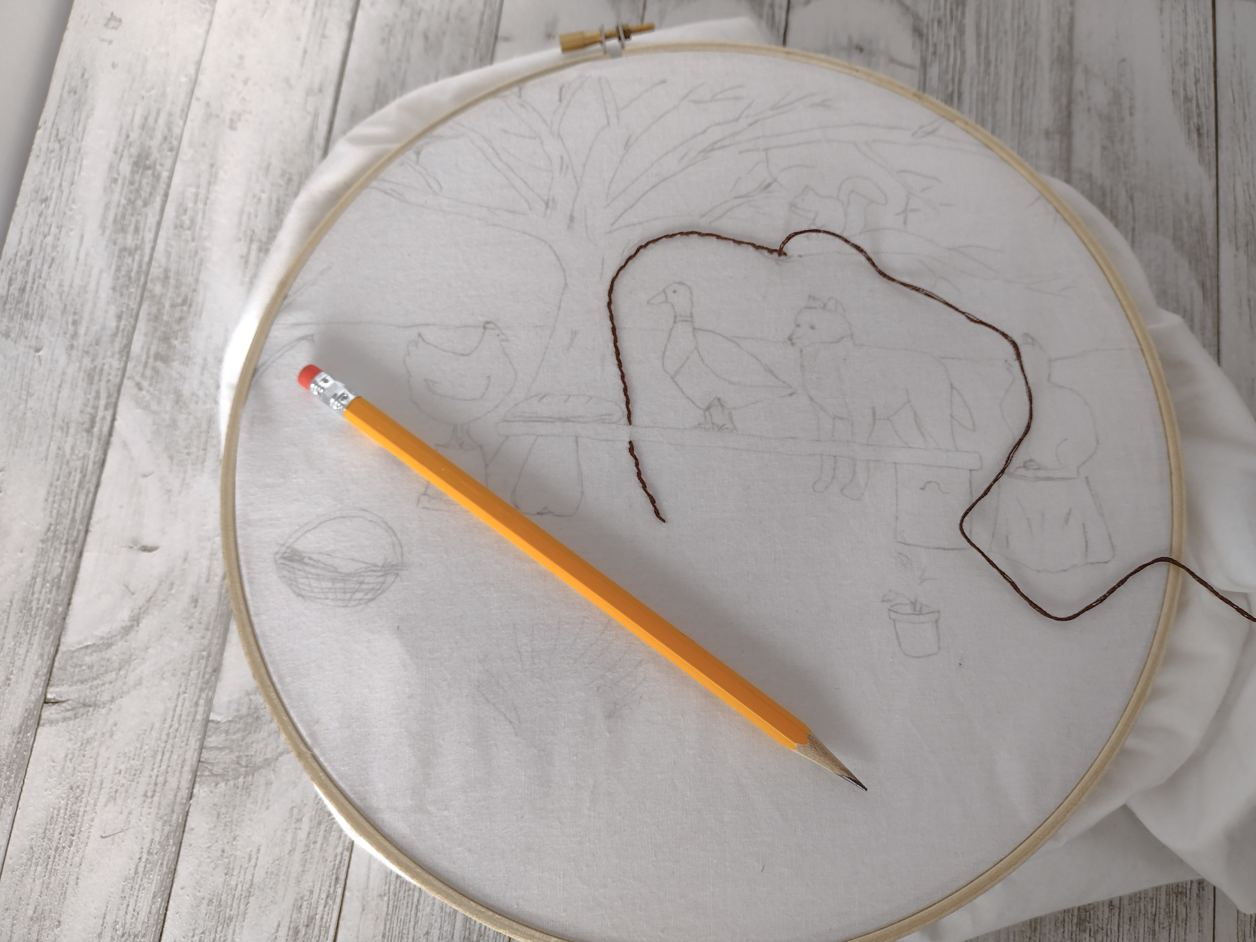 embroidery hoop pencil embroider oattern
