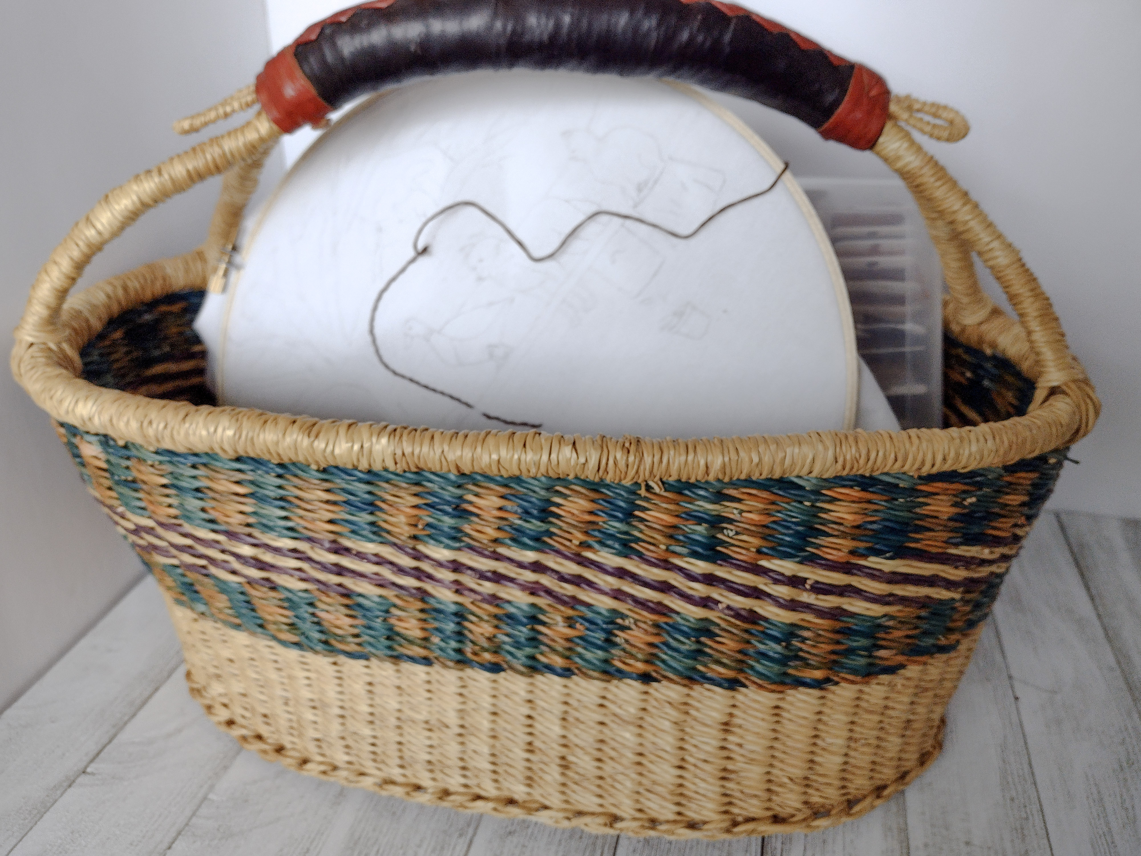 basket oval basket hand woven