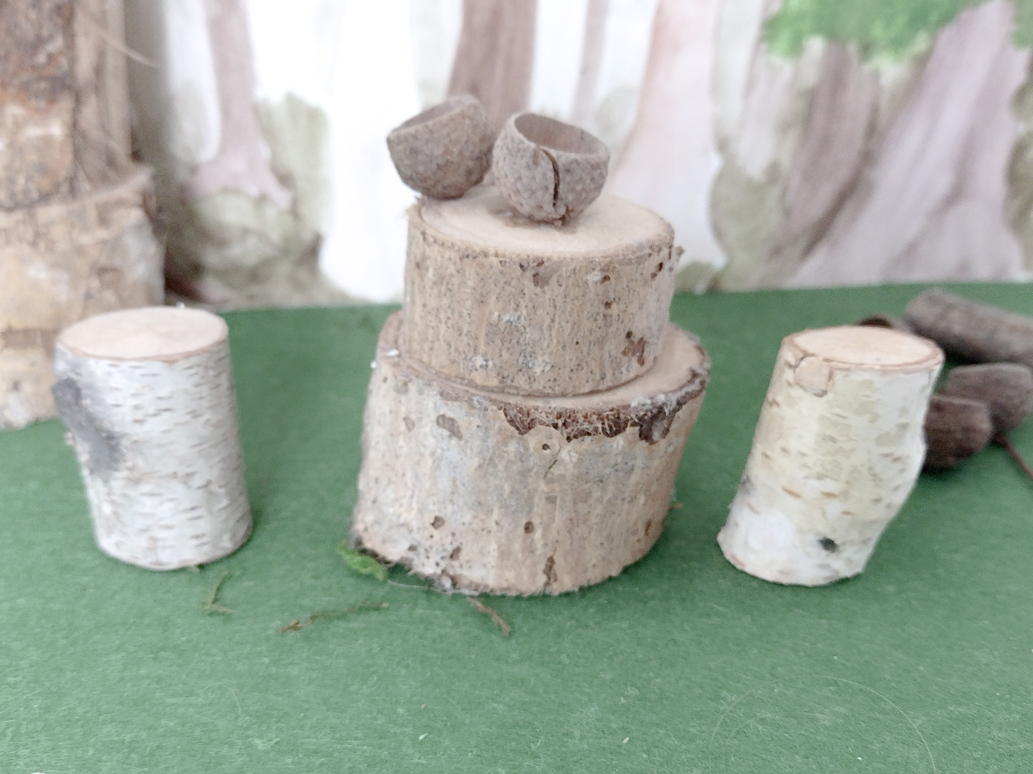 Acorn and mini logs kitchen miniature pretend play