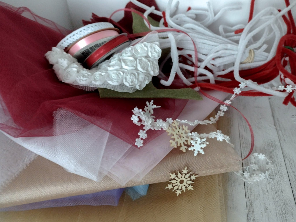 ods and ends to make a tutu ornament