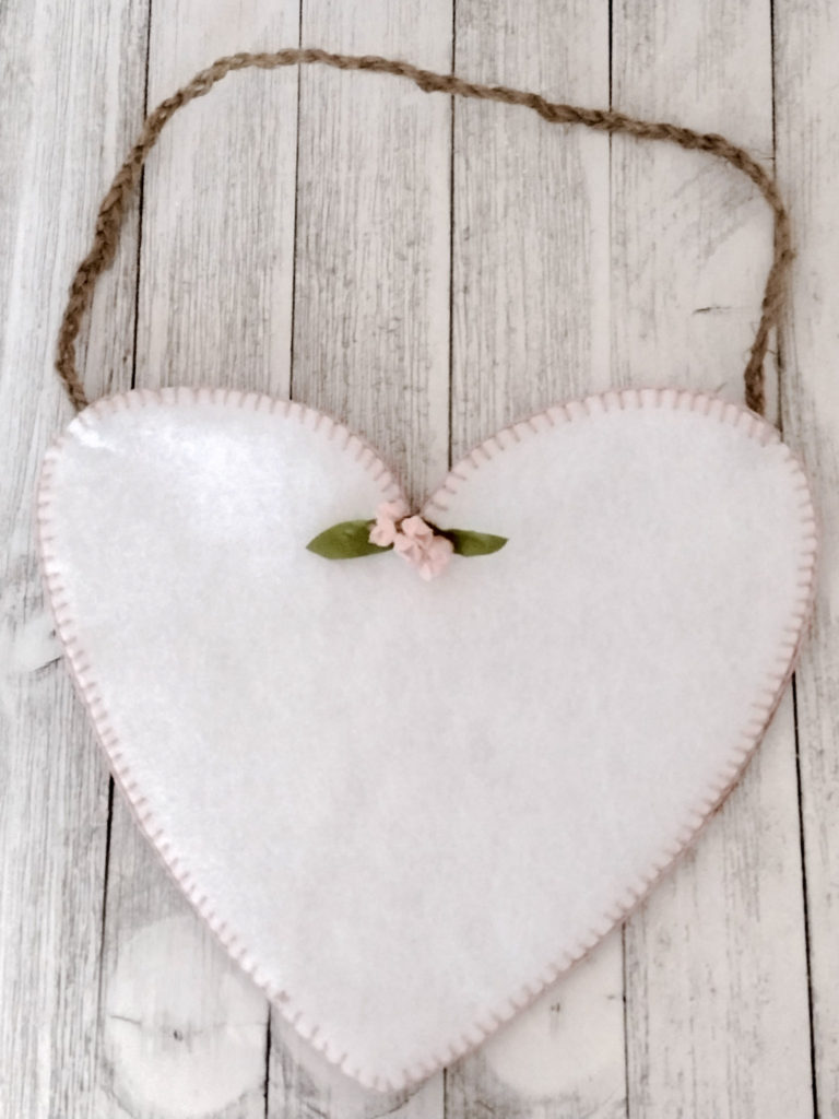 Embroidery heart pouch for Valentines day