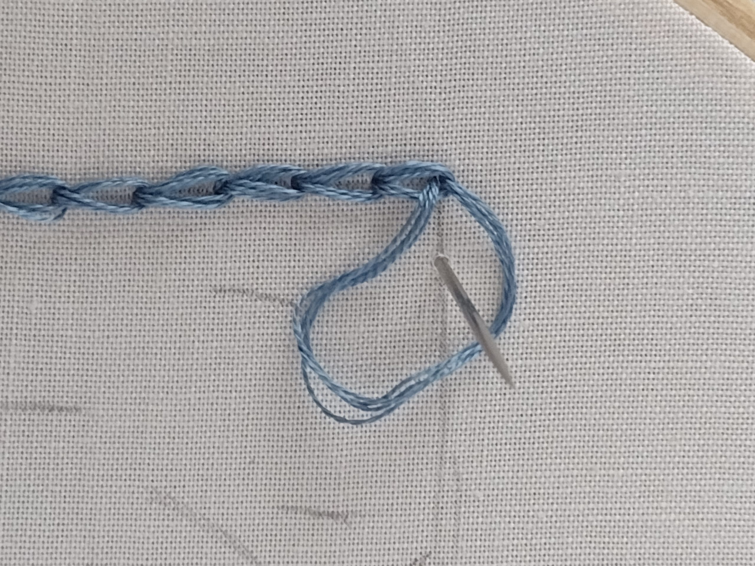 turning the corner with a chain stitch