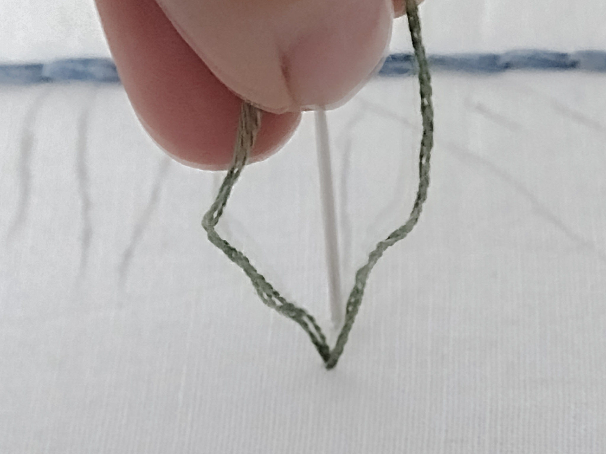 twisting an embroidery loop in front of a needle